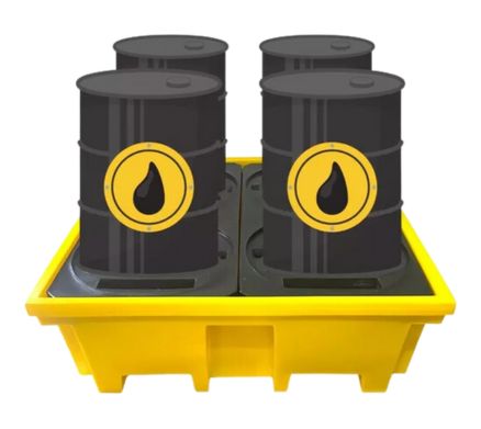 pallet de plastico para contencao em 4 tambores 220 litros com tambor